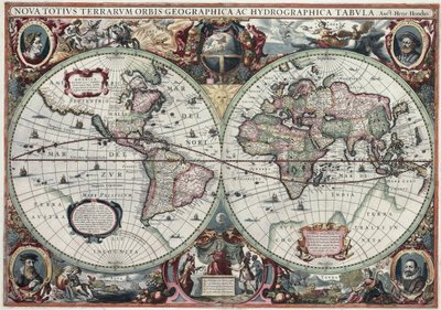 Nova Totius Terrarum Orbis Geographica ac Hydrographica Tabula von Henricus Hondius II